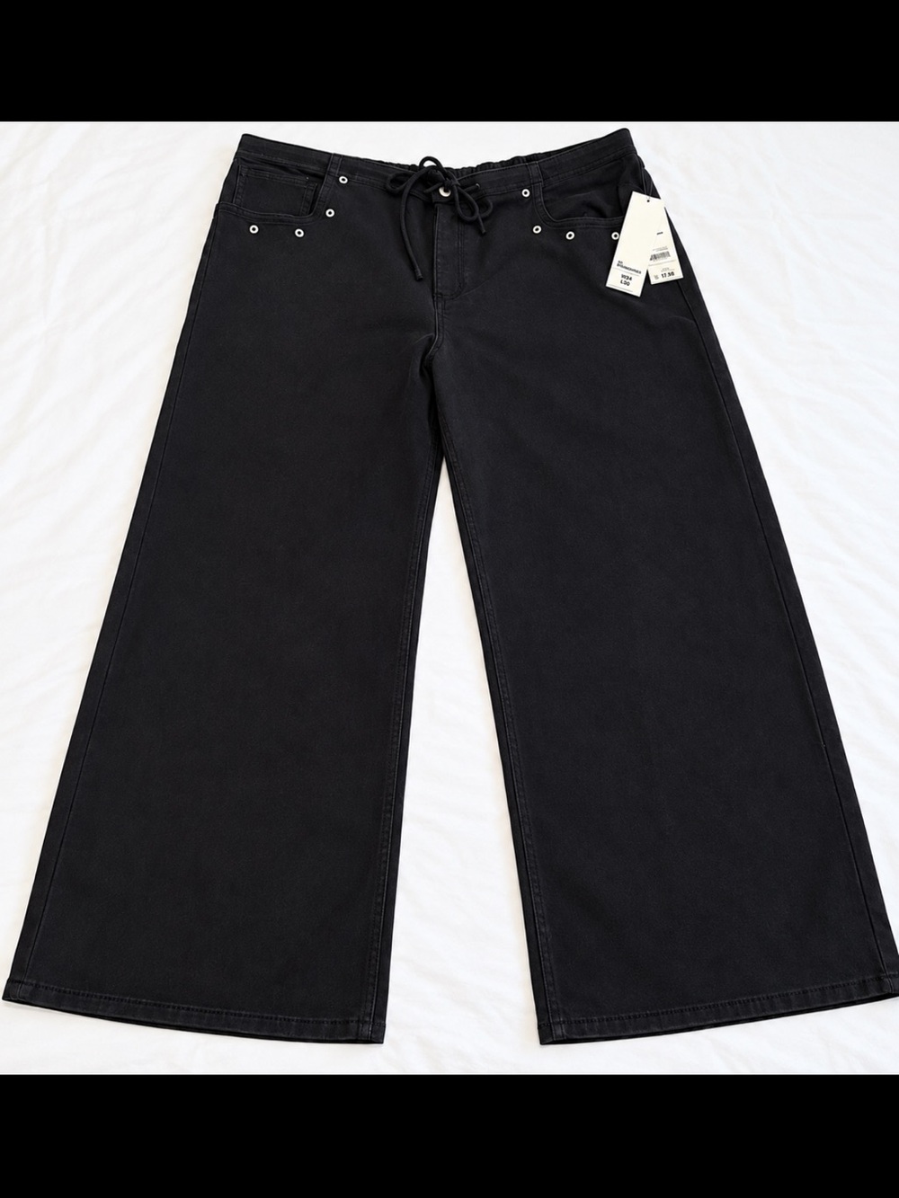 No Boundaries Black Wide-Leg Drawstring Jeans